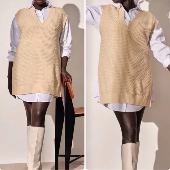 Eloquii Dresses & Skirts - NWOT Eloquii womans plus size cream v neck split hem sweater dress Size 18/20